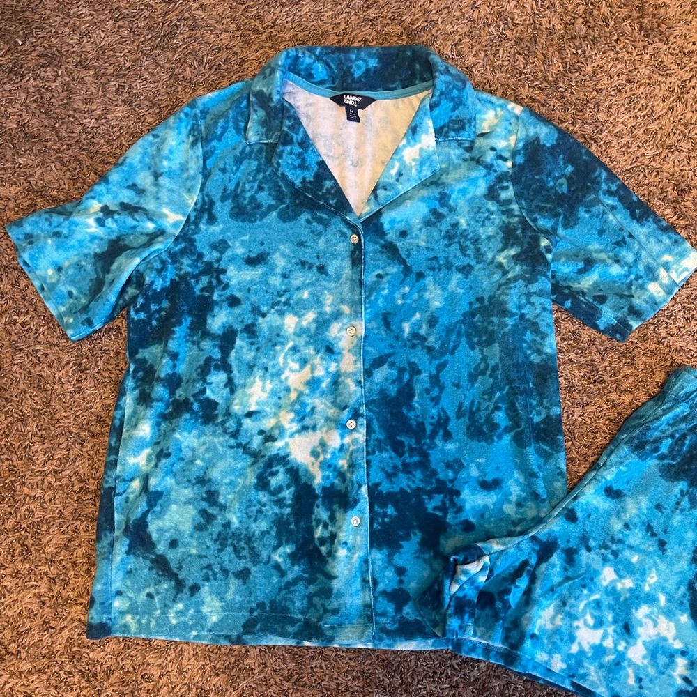 Lands End Terry Cloth Tie Dye Two Piece Swim Suit Cover Up - Picture 6 of 11